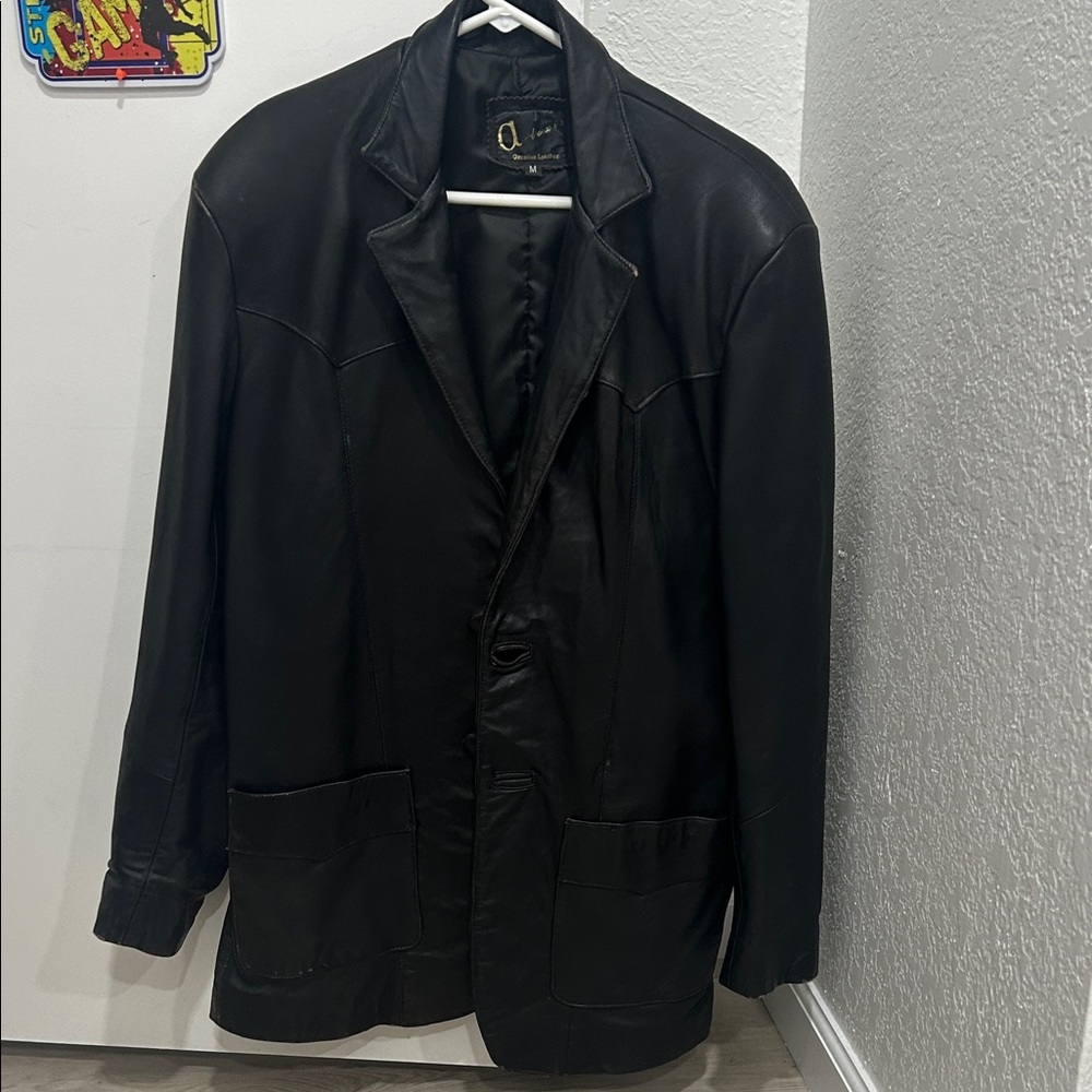 Alexis Black genuine Leather Jacket size medium vintage